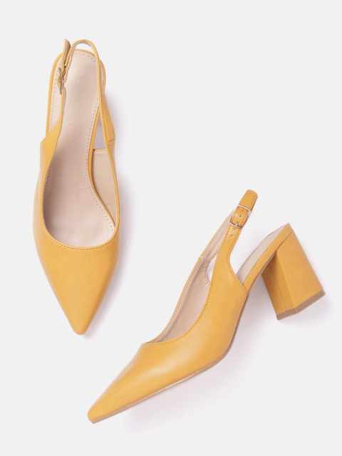 

Allen Solly Mustard Yellow Solid Block Mules