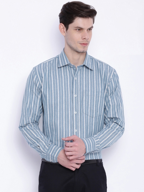 

American Crew Blue & White Striped Slim Fit Smart Casual Shirt