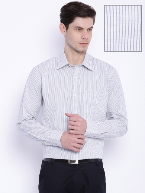 

American Crew White & Blue Striped Slim Fit Formal Shirt