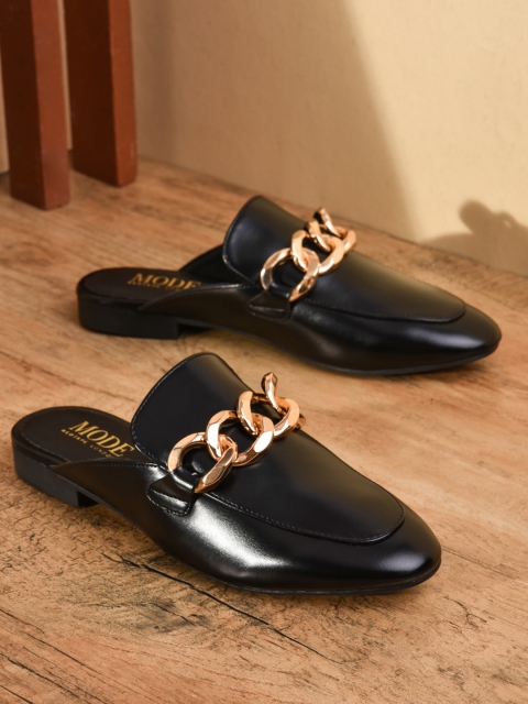 

Mode by Red Tape Women Black Solid Mules