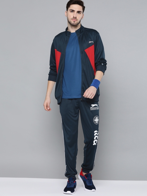 

Slazenger Men Navy Blue & Red Colourblocked Tracksuit