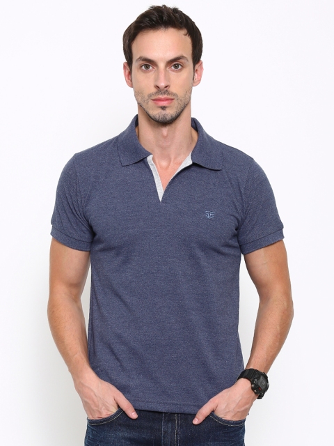 

FIFTY TWO Men Blue Solid Polo T-Shirt