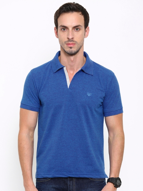 

FIFTY TWO Men Blue Solid Polo T-Shirt