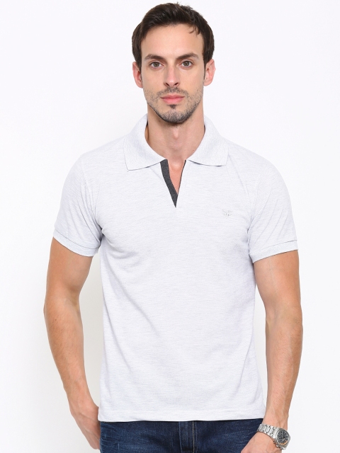 

FIFTY TWO Men Grey Solid Polo Collar T-Shirt