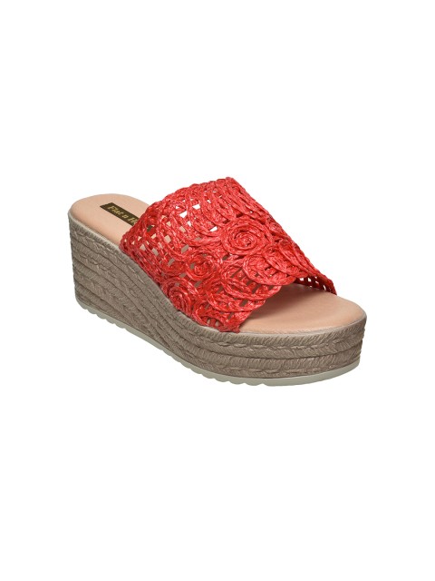 

Flat n Heels Red Wedge Mules