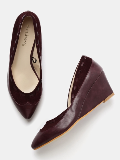 

DressBerry Women Burgundy Solid Wedges