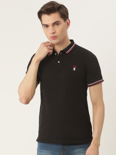 

PORTBLAIR Men Black Solid Polo Collar T-shirt