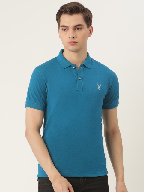 

PORTBLAIR Men Blue Solid Polo Collar T-shirt
