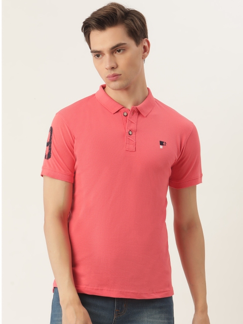 

PORTBLAIR Men Pink Polo Collar Solid Applique Detail T-shirt