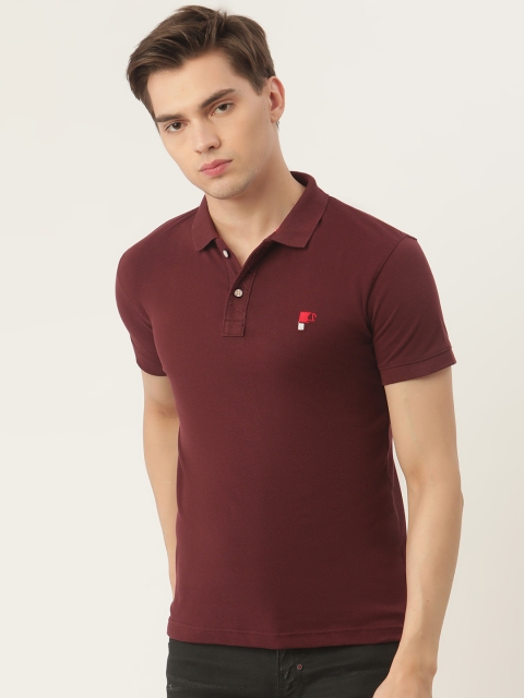 

PORTBLAIR Men Burgundy Solid Polo Collar T-shirt