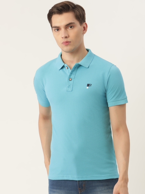 

PORTBLAIR Men Blue Solid Polo Collar T-shirt