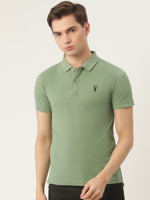 

PORTBLAIR Men Green Solid Polo Collar T-shirt