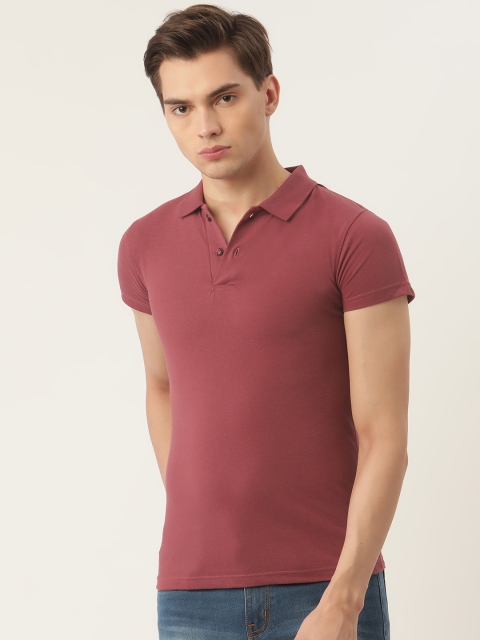 

PORTBLAIR Men Maroon Solid Polo Collar T-shirt