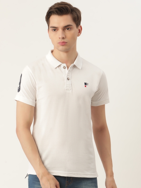 

PORTBLAIR Men White Solid Polo Collar T-shirt