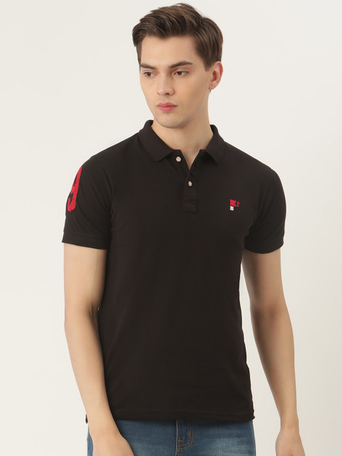 

PORTBLAIR Men Black Solid Polo Collar T-shirt