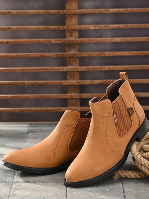 

Mactree Men Tan Textured Nubuck Flat Boots