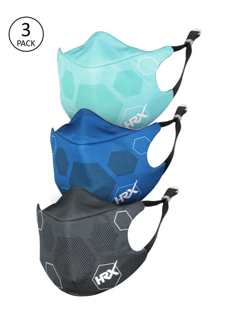 

HRX by Hrithik Roshan Unisex Pack of 3 Geometric Print 4-Ply Reusable Outdoor Cloth Masks, Charcoal