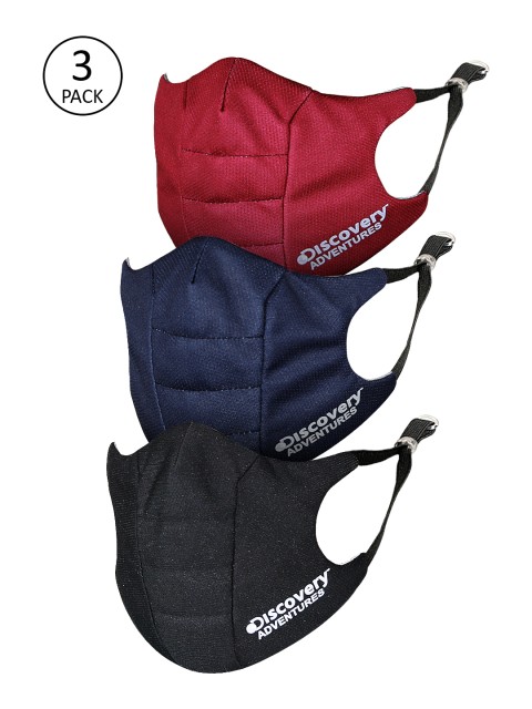 

Roadster Unisex Pack of 3 Solid Reusable 4 Ply Outdoor Masks, Black