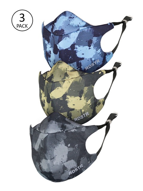 

Roadster Unisex Pack of 3 Reusable 4 Ply Outdoor Masks, Blue