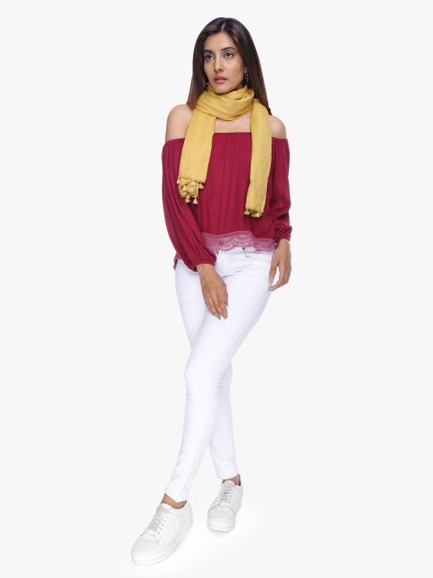 

Scarves & Glitters Women Mustard Solid Stole