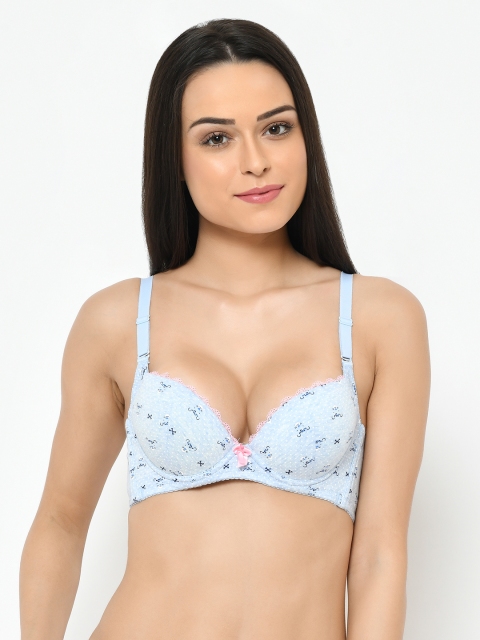 

Cosmo Lady Blue & White Underwired Heavily Padded Push-Up Bra BB6106Blue32B