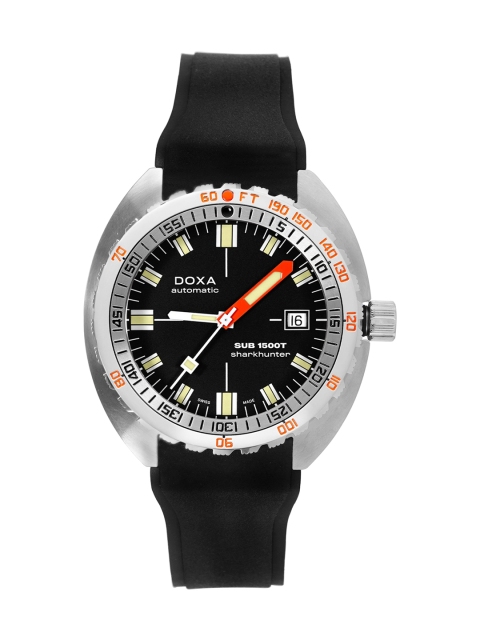 

DOXA Men Silver-Toned Dial Straps Analogue Automatic Motion Powered Watch 881.10.101.20, Black