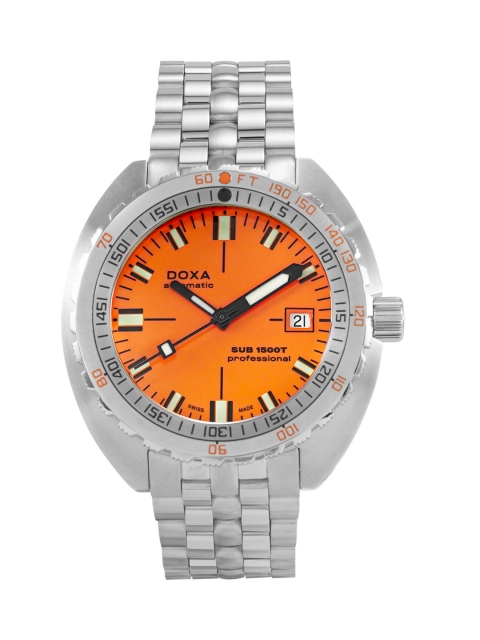 

DOXA Men Orange Printed Dial & Silver Toned Straps Analogue Automatic Motion Watch 881.10