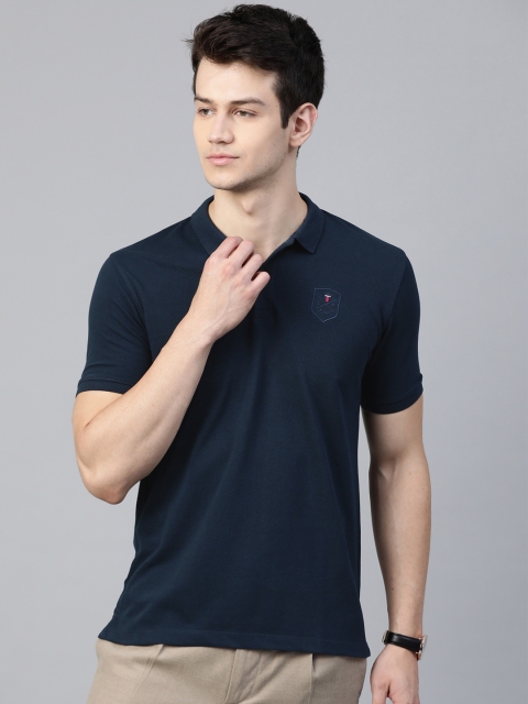 

Louis Philippe Jeans Men Navy Blue Polo Collar T-shirt