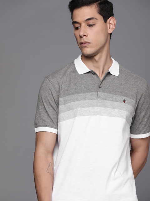 

Louis Philippe Sport Men Grey & White Colourblocked Polo Collar T-shirt