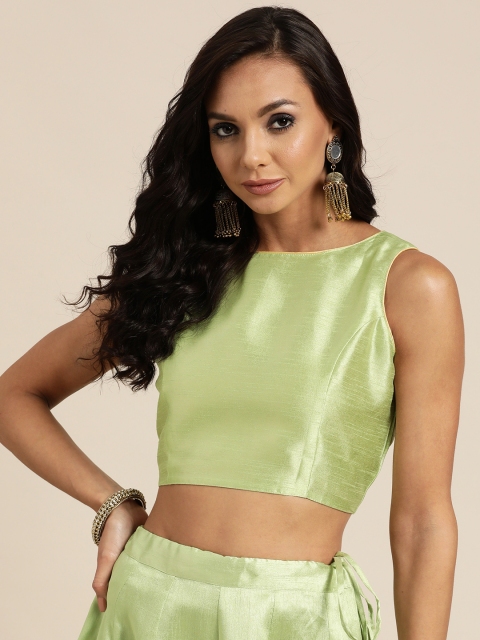 

Shae by SASSAFRAS Women Green Solid Regular Crop Top