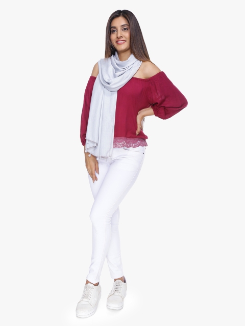 

Scarves & Glitters Women Grey Solid Stole