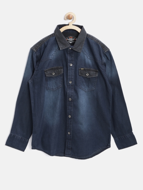 

GJ Unltd Jeans by Gini & Jony Boys Navy Washed Shirt, Navy blue