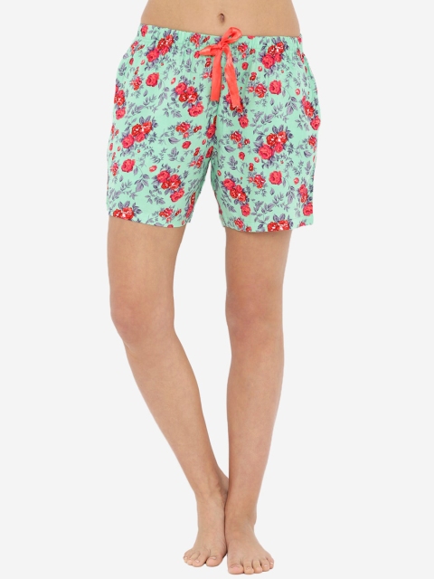 

Heart 2 Heart Women Green & Red Printed Lounge Shorts