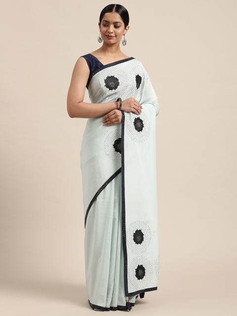 

all about you Blue & Black Embellished Beads and Stones Saree