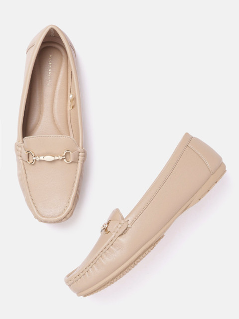 

Allen Solly Women Cream-Coloured Solid Horsebit Loafers, Beige