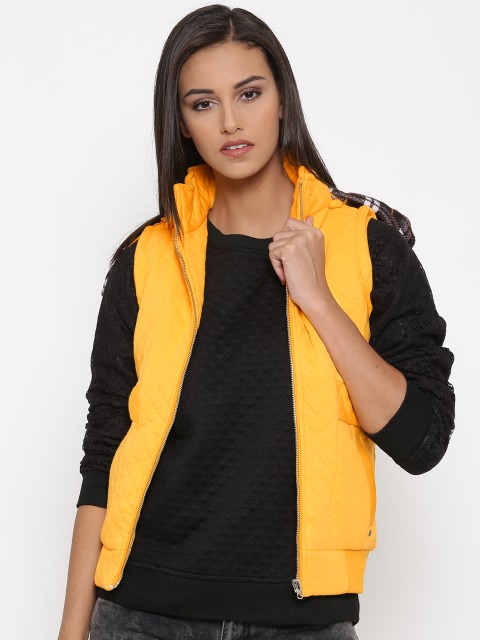 

Fort Collins Yellow Quilted Sleeveless Jacket with Detachable Hood