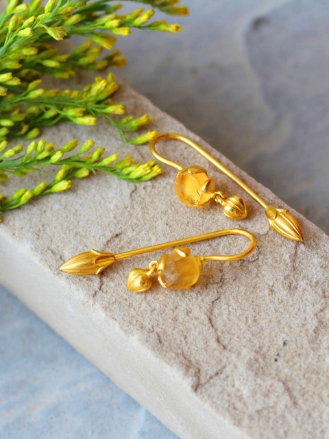 

Amaltaas Women Gold Quirky Open me Citrine Drop Earrings, Yellow