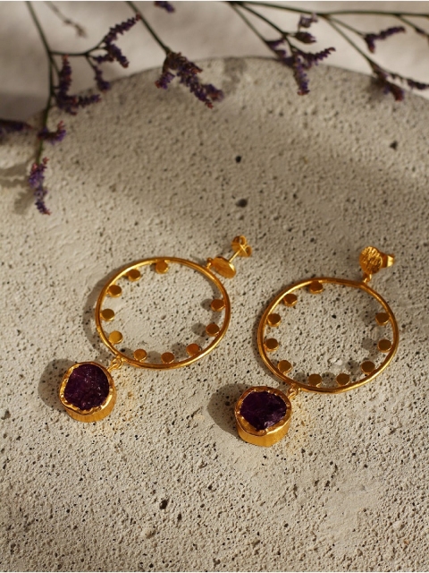 

Amaltaas Women Purple Gold-Plated Contemporary Drop Earrings