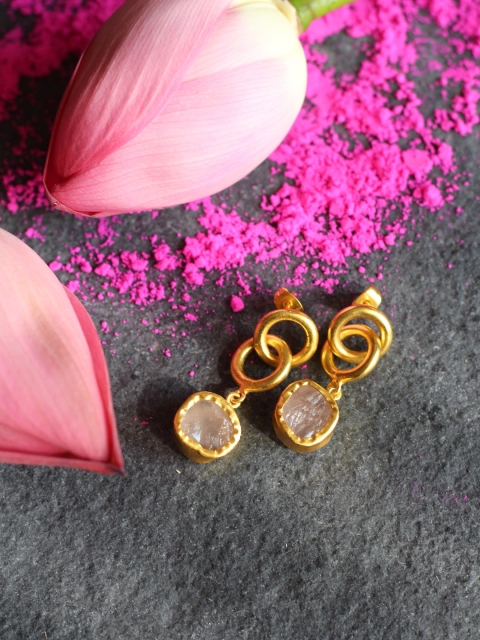 

Amaltaas Gold-Toned & Pink Pearl Handcrafted Circular Drop Earrings