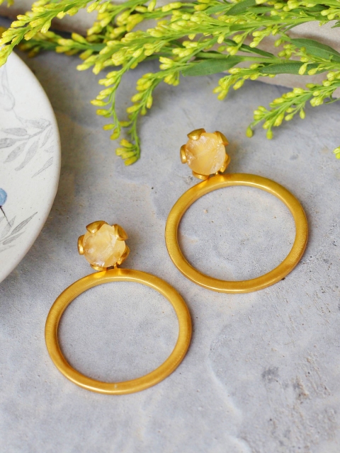 

Amaltaas Yellow Gold Plated Contemporary Handcrafted Drop Earrings