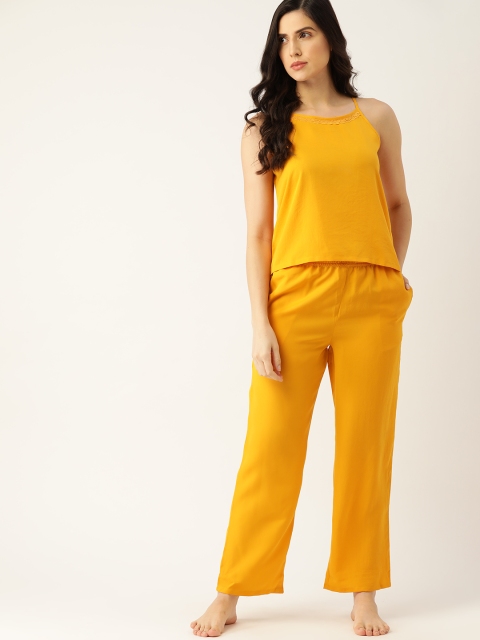 

ETC Women Mustard Yellow Solid Nightsuit