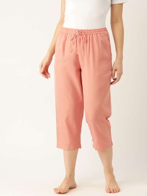 

ETC Women Peach-Coloured Solid Lounge Capris