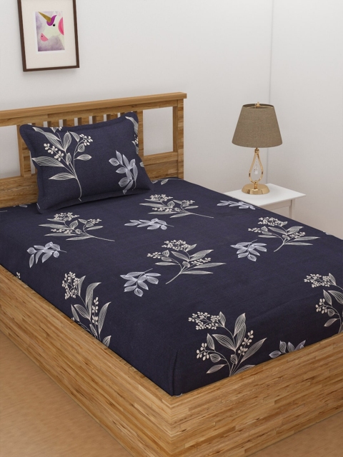 

Florida Purple & White Floral 144 TC Single Bedsheet with 1 Pillow Covers