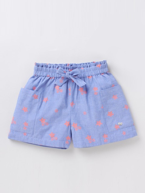 

Ed-a-Mamma Girls Blue Printed Mid-Rise Regular Sustainable Shorts