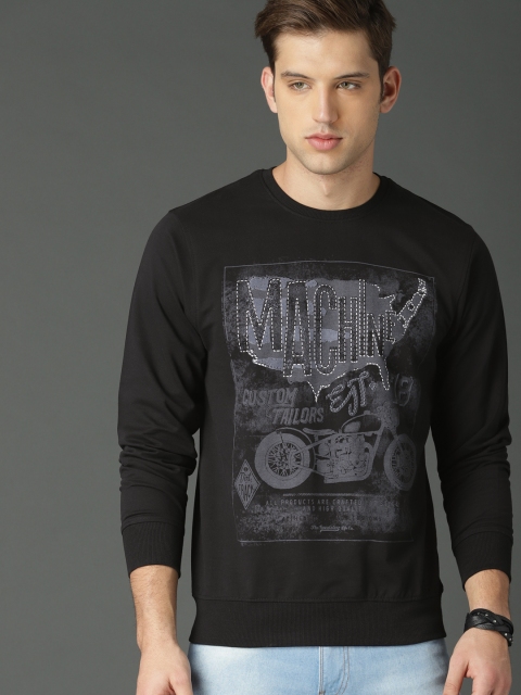 

Roadster Men Black Printed Sweatshirt