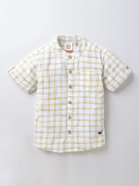 

Ed-a-Mamma Boys Yellow Checked Casual Sustainable Shirt