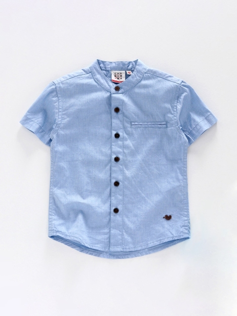 

Ed-a-Mamma Boys Blue Solid Oxford Casual Sustainable Shirt