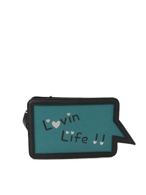 

Baggit Teal Blue & Black Sling Bag