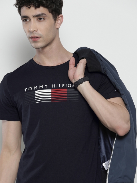 

Tommy Hilfiger Men Navy Blue Brand Logo Printed Organic Cotton T-shirt