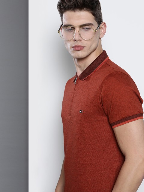 

Tommy Hilfiger Men Orange Polo Collar Slim Fit T-shirt